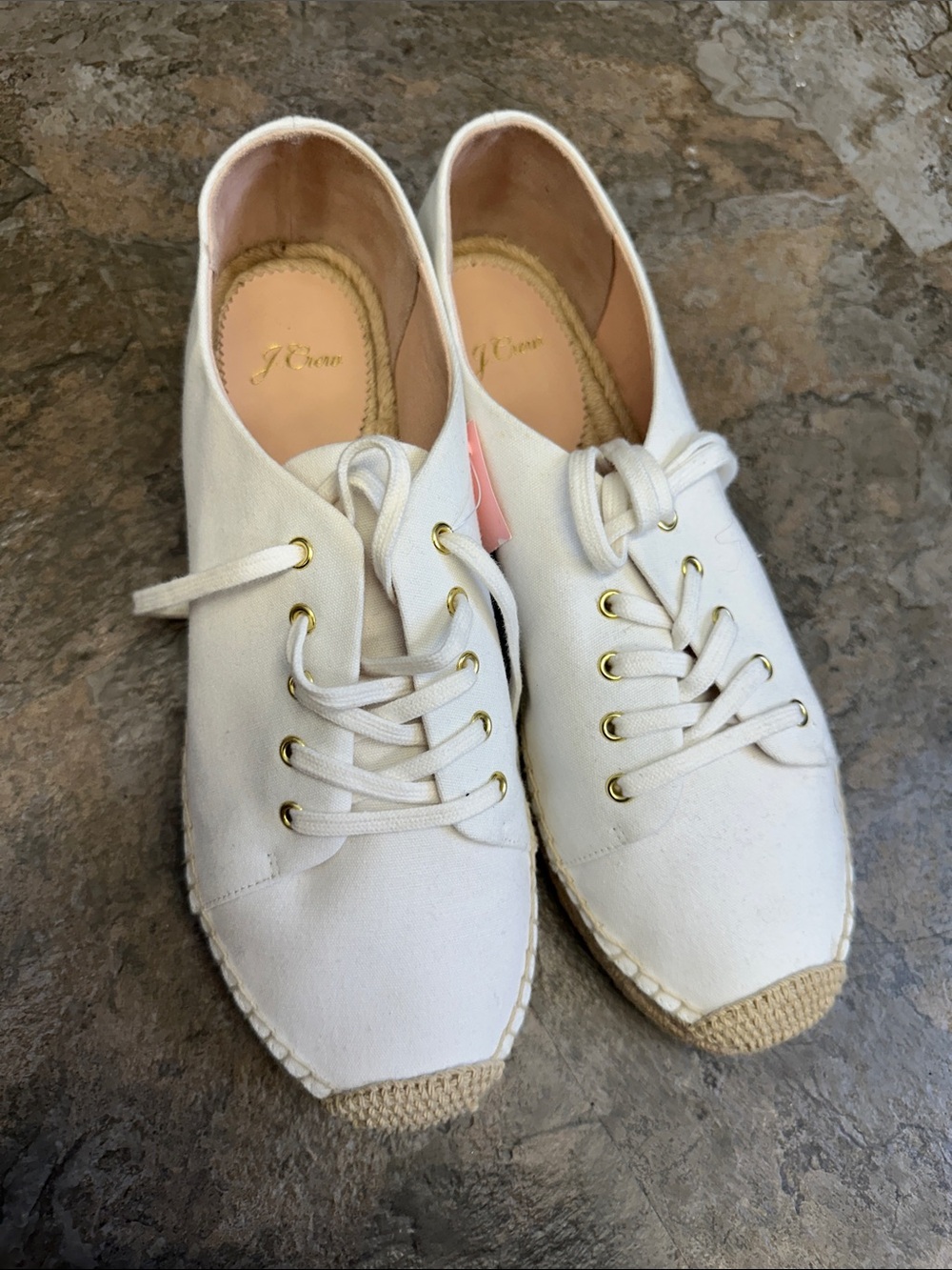 J. Crew White Canvas Lace-Up Espadrille Sneakers